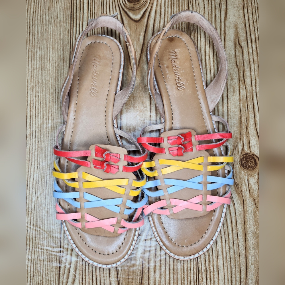 MADEWELL Maya Multi-Color‎ Rainbow Huarache Leather Sandal Size 8 - Picture 2 of 7